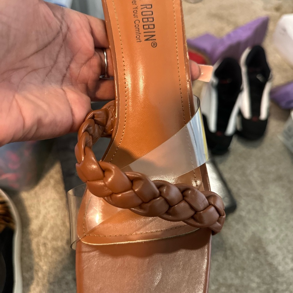Cape Robbin Tan Heeled Sandals with Braided Detail